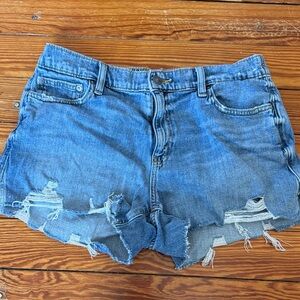 Aerie Blue Distressed Jean Shorts